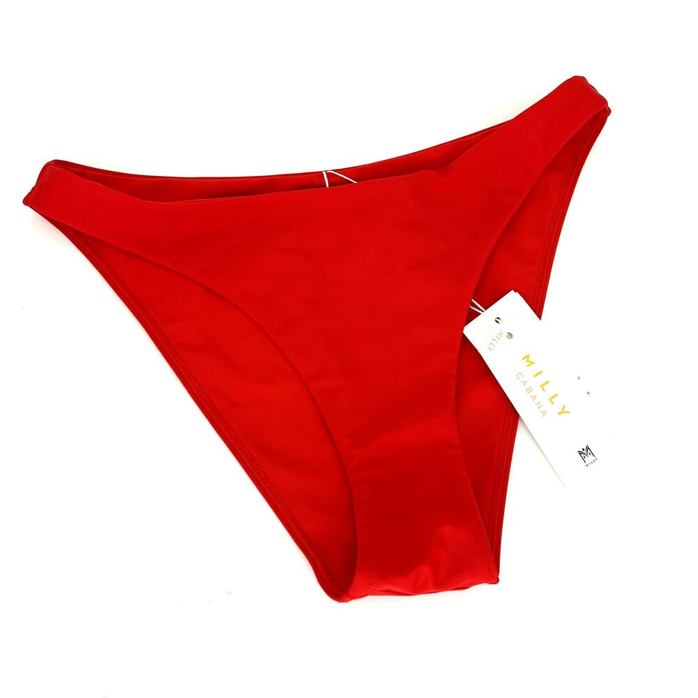 Milly Cabana Solid Margot Bikini Bottom Kad Red XS NEW Swim Swimwear